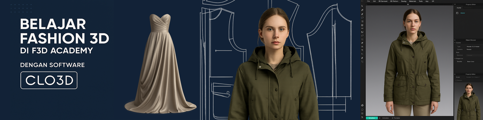 Kursus software Clo3D, pembuatan desain digital produk fashion untuk pemula
